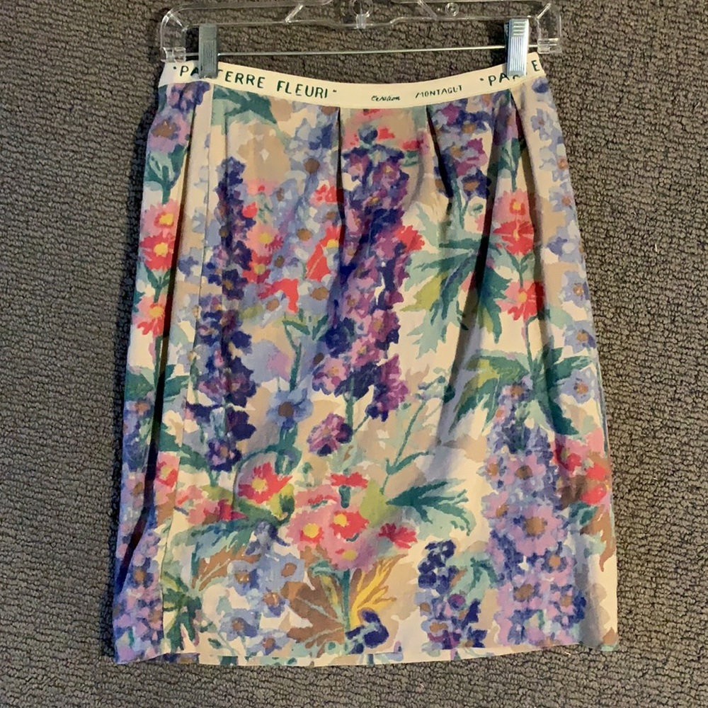 Anthropologie Linen Floral Skirt